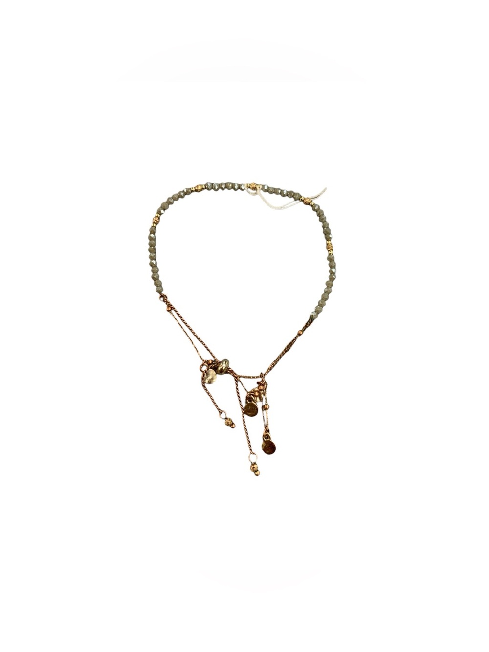 Gold-Accent Gray Beaded Bracelet with Dangling Charms